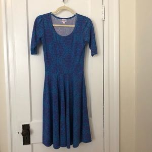 LuLaRoe Nicole Dress - Barbie pink & blue